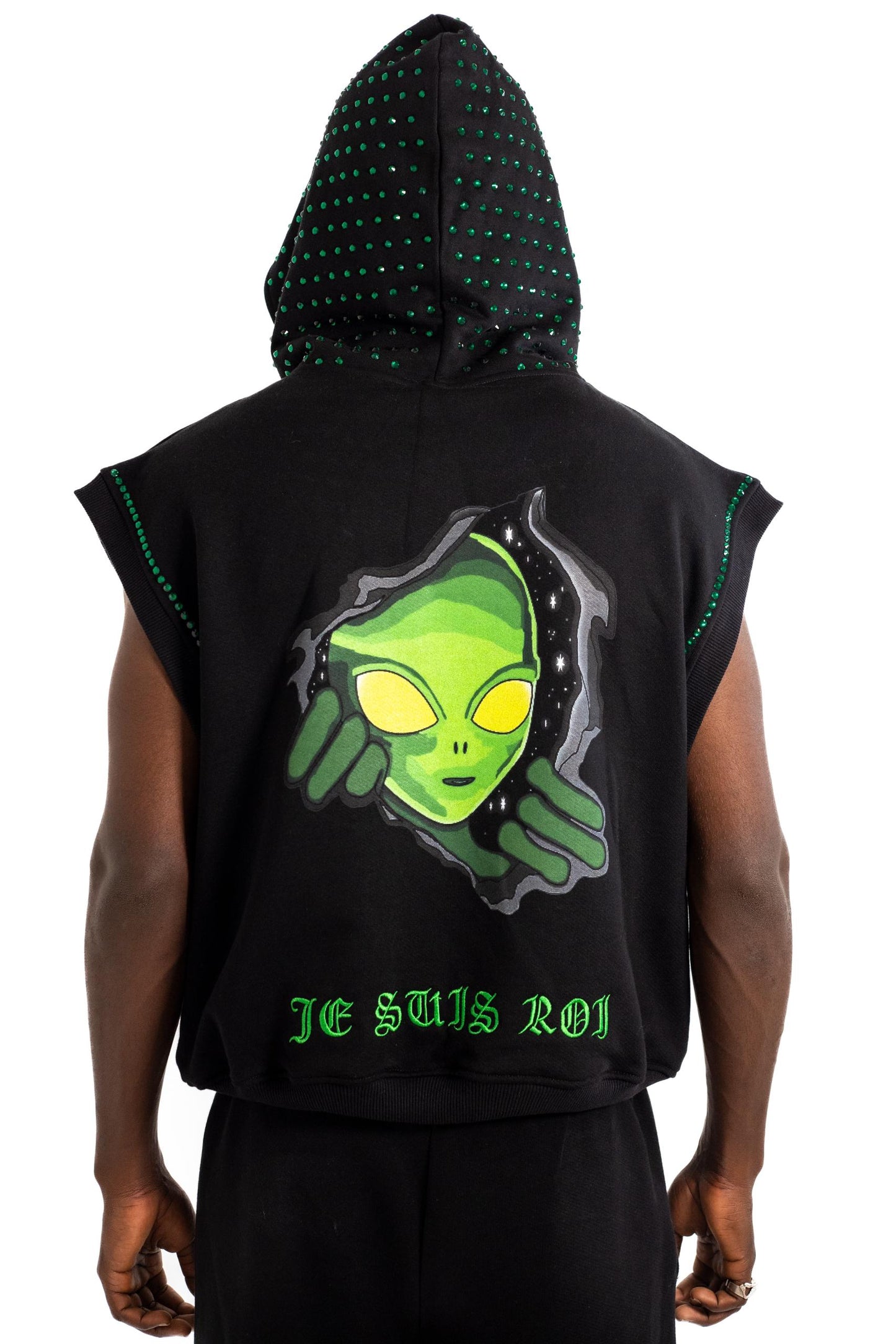 Rhinestone Sleeveless Hood