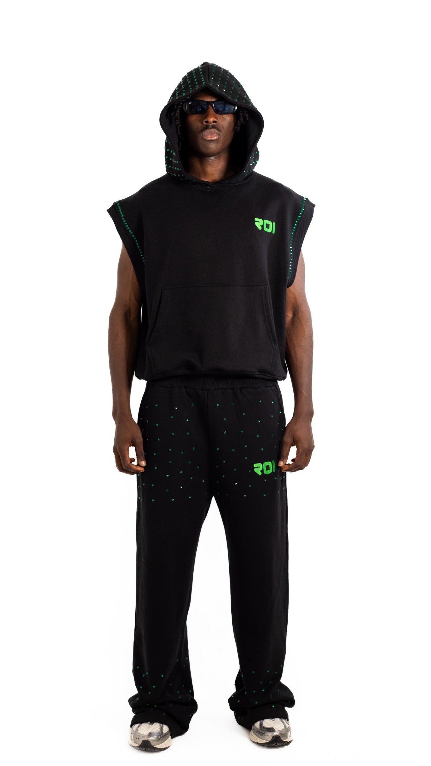 Rhinestone Sleeveless Hood